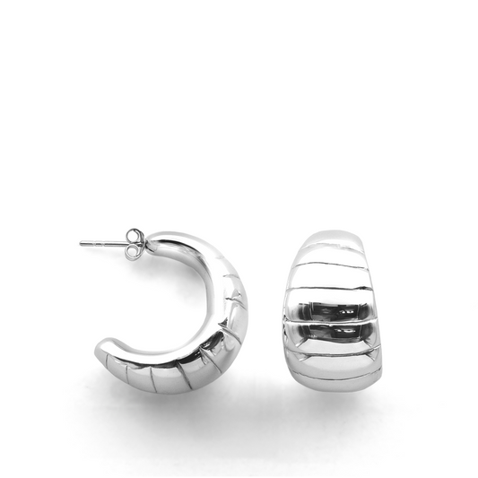 Modern Woman Hoop Earrings - Sterling Silver