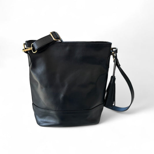 Genuine Leather Cross Body Bag (Black)