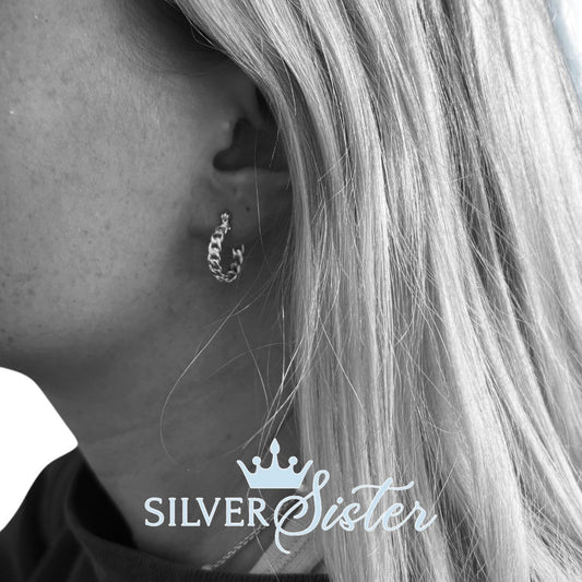 Dainty Diva Hoop Earrings - Sterling Silver